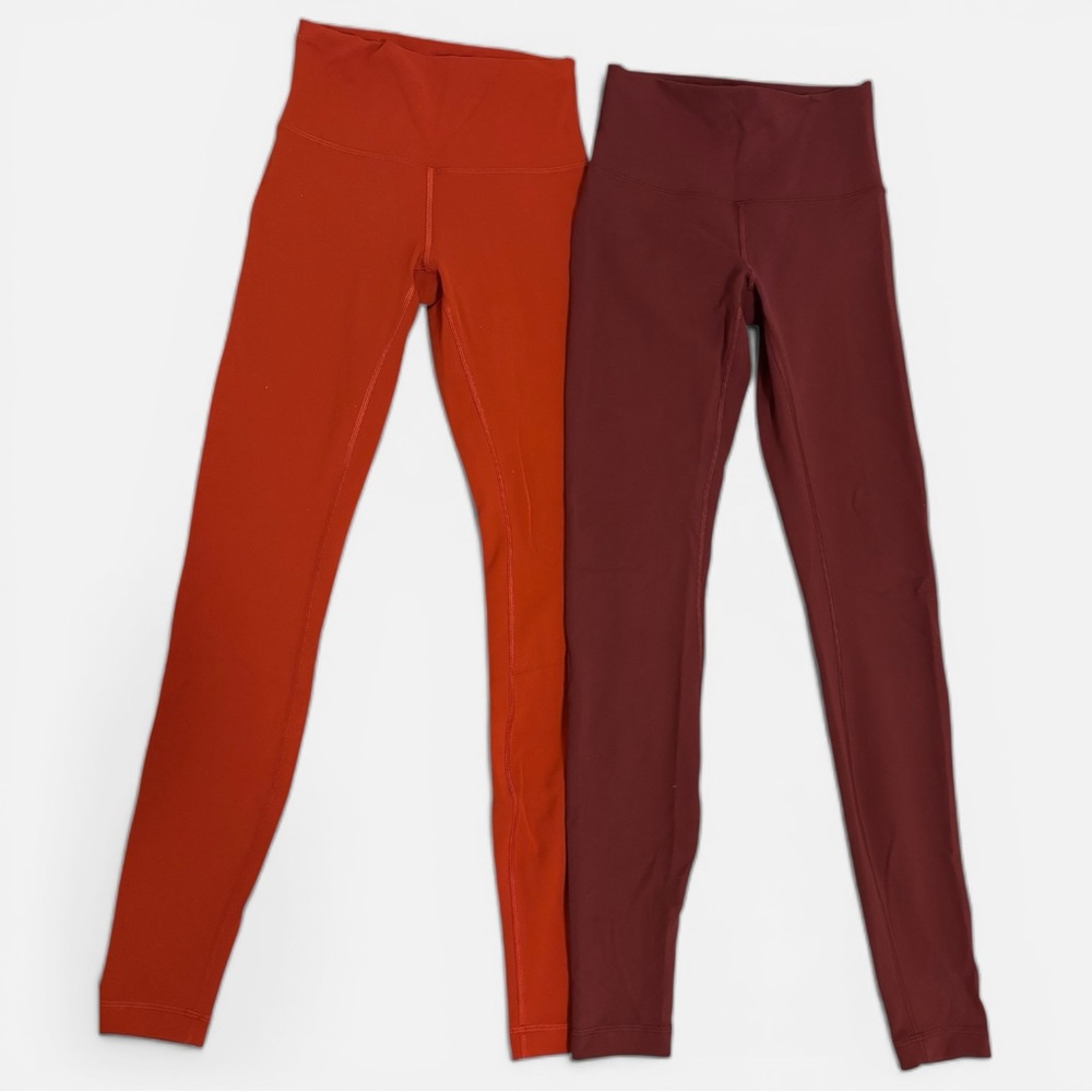 Lululemon Wunder Train High-Rise Tight 28” Bundle of 2 Red Orange + Burgundy